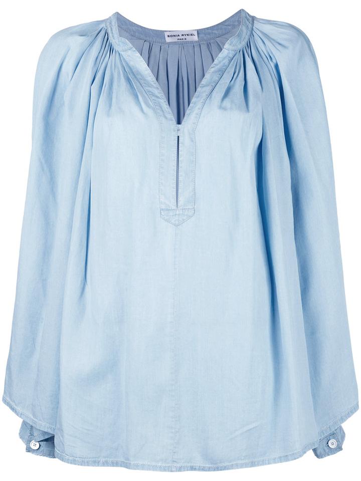 Sonia Rykiel Pleated Blouse, Women's, Size: 40, Blue, Tencel
