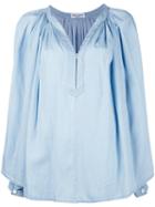 Sonia Rykiel Pleated Blouse, Women's, Size: 40, Blue, Tencel