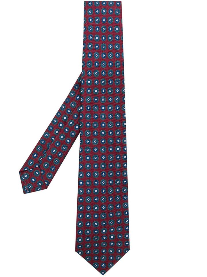 Kiton Geometric Pattern Tie - Red