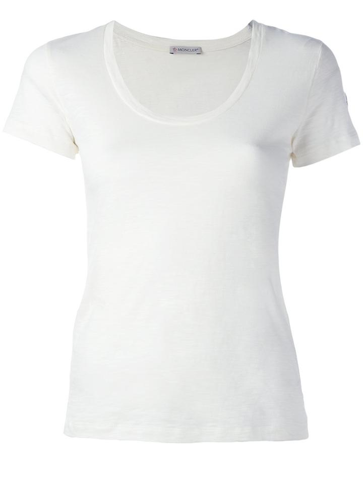 Moncler Scoop Neck T-shirt, Women's, Size: Small, White, Cotton