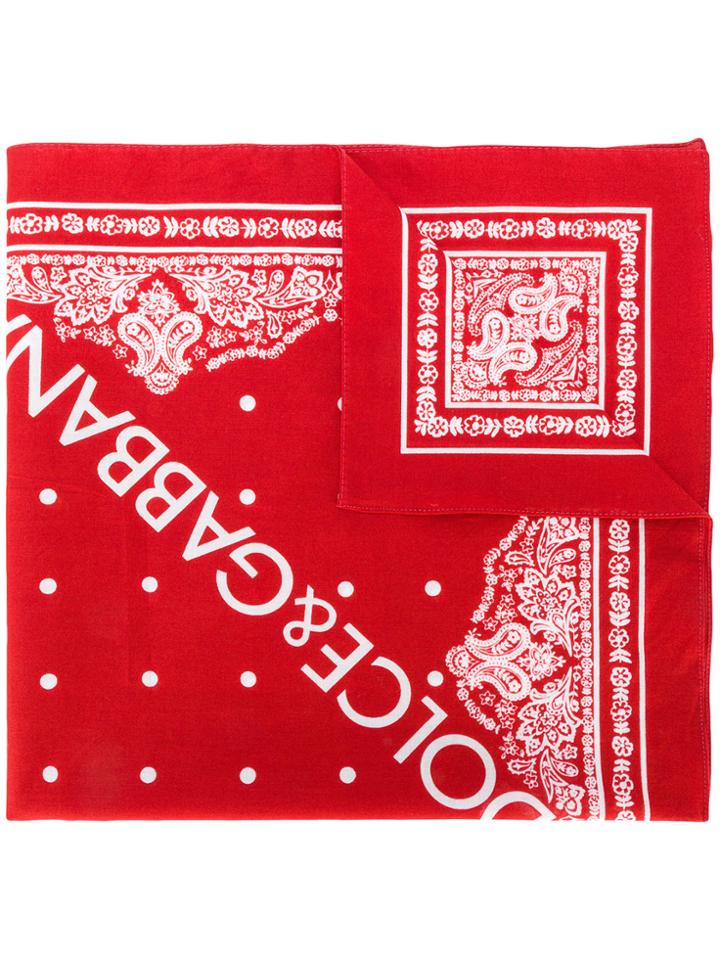 Dolce & Gabbana Printed Logo Bandeau Scarf - Red