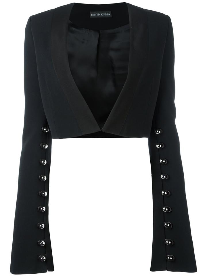 David Koma - Studded Bolero Blazer - Women - Spandex/elastane/acetate/viscose - 8, Black, Spandex/elastane/acetate/viscose