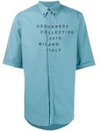 Dsquared2 Printed Logo Button-up Shirt - Blue