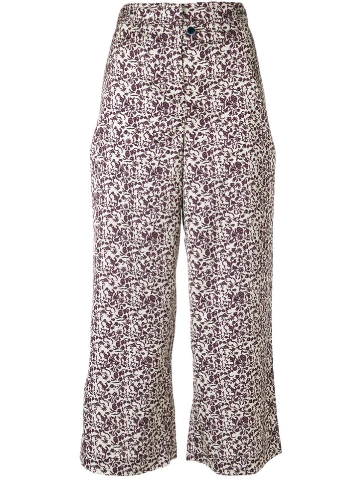 Christian Wijnants Floral Print Flared Trousers - Nude & Neutrals