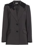 Miu Miu Bow Embellished Wool Mohair-blend Blazer - Grey