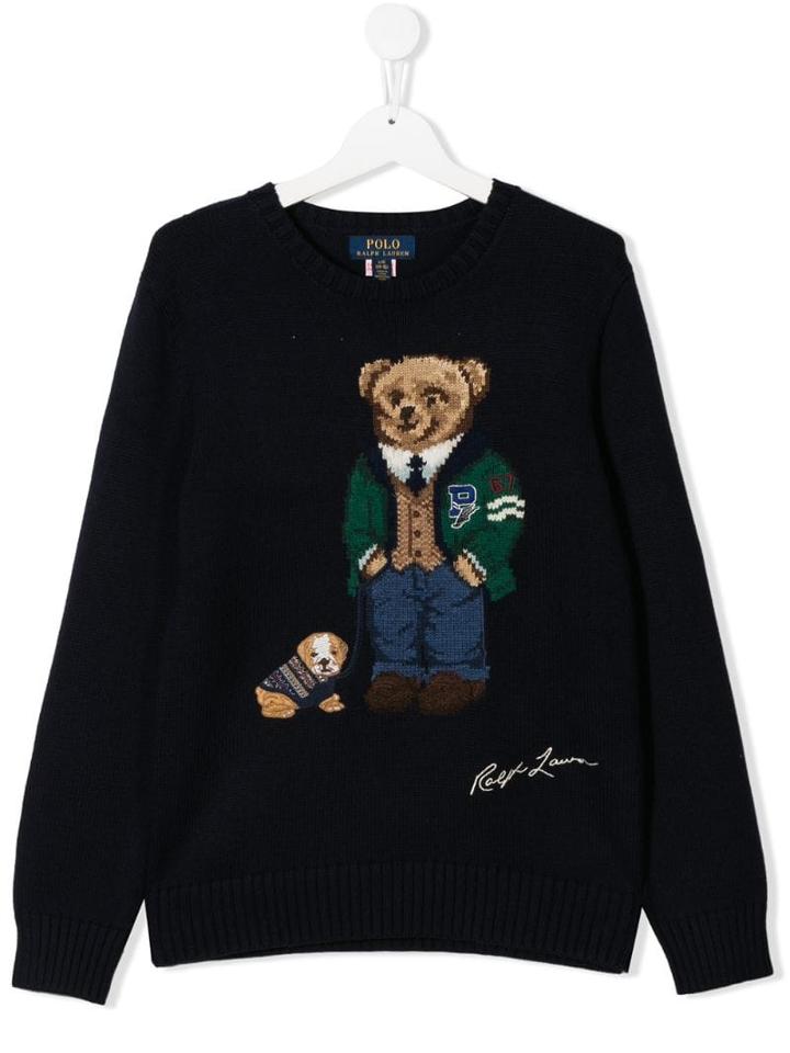 Ralph Lauren Kids Teddy Embroidered Jumper - Blue