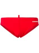 Dsquared2 Off-centre Logo Swim Slip, Men's, Size: 50, Red, Polyamide/spandex/elastane