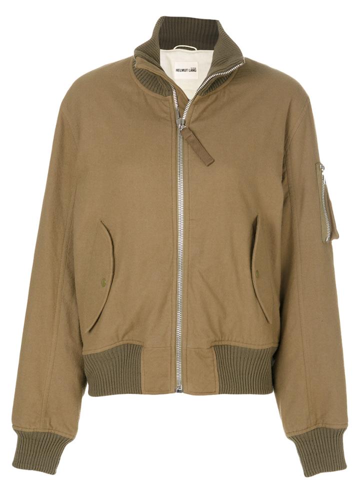 Helmut Lang Roll Neck Bomber Jacket - Green