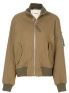 Helmut Lang Roll Neck Bomber Jacket - Green
