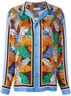 Emilio Pucci Leafs Print Shirt, Women's, Size: 38, Blue, Silk
