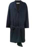 Aalto - Belted Midi Coat - Women - Linen/flax/viscose/virgin Wool - 38, Blue, Linen/flax/viscose/virgin Wool