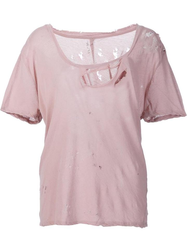 Unravel Project Destroyed Basic Jersey T-shirt, Women's, Size: Small, Pink/purple, Cotton