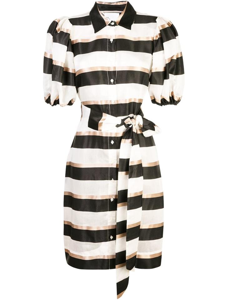 Lisa Marie Fernandez Striped Puff-sleeve Dress - Black