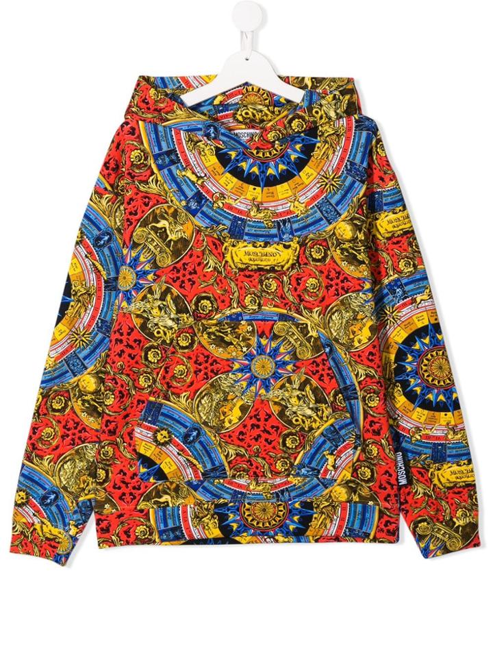 Moschino Kids Teen Baroque Print Hoodie - Yellow
