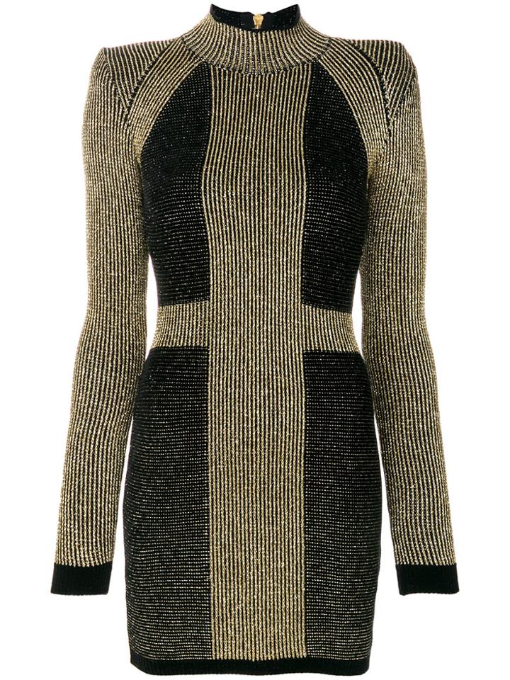 Balmain Stretch Knit Mini Dress - Metallic