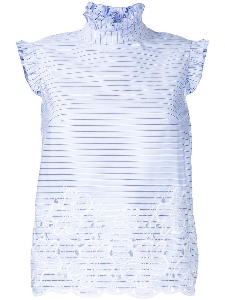 Erdem - Mika Striped Tank Top - Women - Cotton - 8, Blue, Cotton