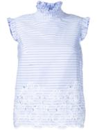 Erdem - Mika Striped Tank Top - Women - Cotton - 8, Blue, Cotton