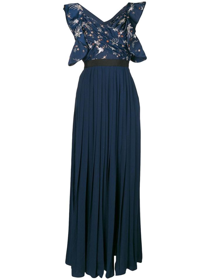 Self-portrait Star Embellished Maxi Dress - Blue