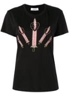 Valentino Love Blades Embroidered T-shirt, Women's, Size: Xs, Black, Cotton/polyamide/polyester/metallic Fibre