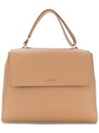 Orciani Pebbled Logo Tote - Brown