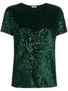 P.a.r.o.s.h. Sequined Short Sleeve Top - Green