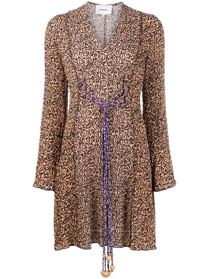 Nanushka Rope Belted Patchwork Mini Dress - Neutrals
