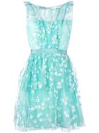 Si Jay - Floral-embroidered Tulle Dress - Women - Nylon - 42, Green, Nylon
