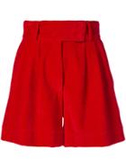 Styland High Rise Velvet Shorts - Red