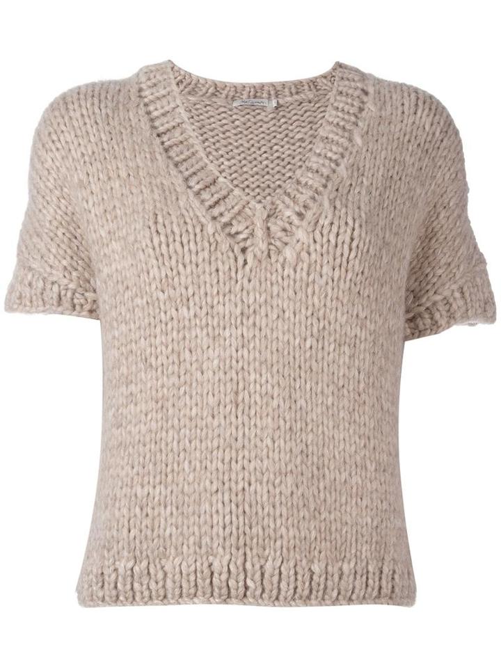 Mes Demoiselles Shortsleeved Knit Top, Women's, Size: I, Nude/neutrals, Polyamide/wool/alpaca