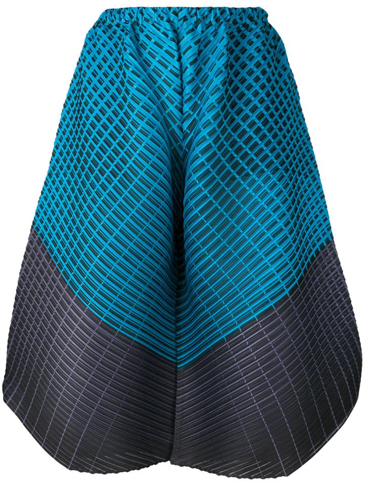 Pleats Please By Issey Miyake - Colour Block Wide-leg Trousers - Women - Polyester - I, Blue, Polyester