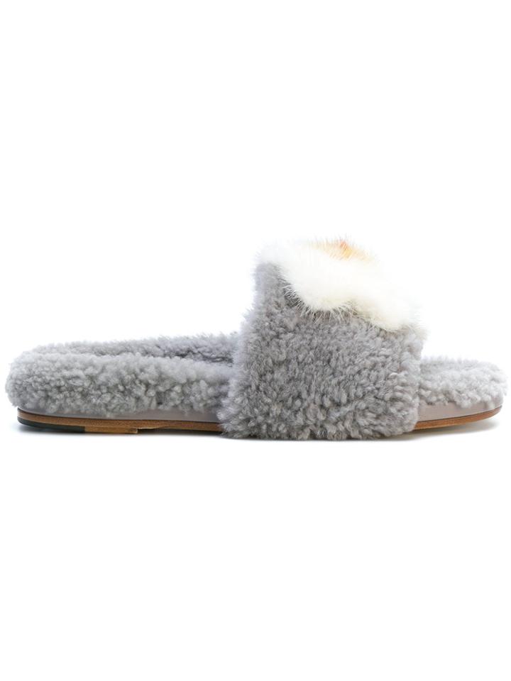 Anya Hindmarch Fried Egg Fluffy Sandals - Grey
