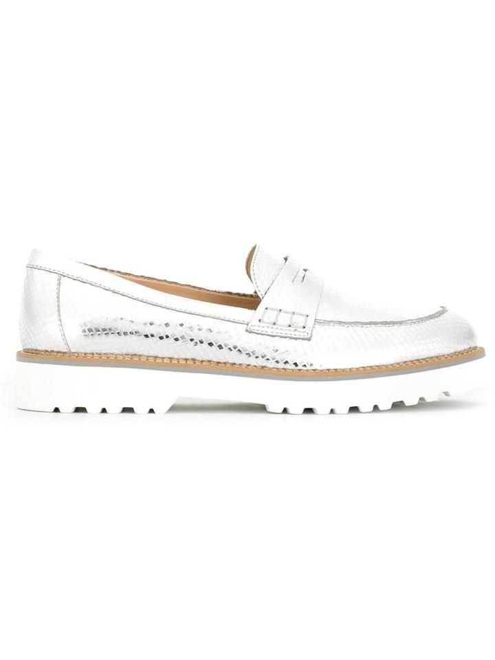 Hogan Python Effect Loafers, Women's, Size: 38, Grey, Leather/rubber/calf Leather