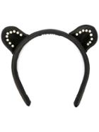 Karl Lagerfeld Embellished-ears Headband, Women's, Black, Cotton/polyester/pvc