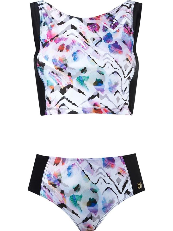 Brigitte Printed Crop Top Bikini Set, Women's, Size: P, Black, Polyamide/spandex/elastane