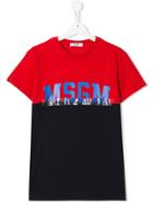 Msgm Kids Teen Two-tone Logo T-shirt - Red