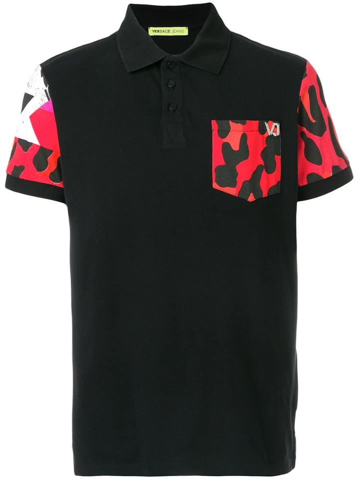 Versace Jeans Contrast Chest Pocket Polo Shirt - Black