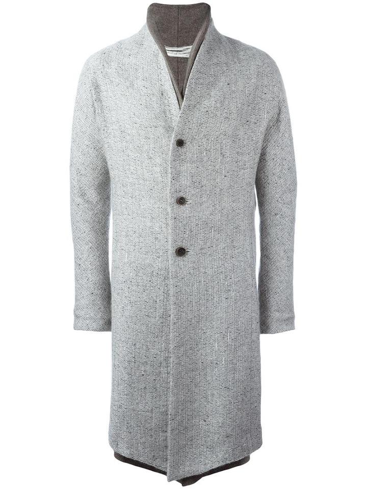 Individual Sentiments Double Lapel Coat, Adult Unisex, Size: 0, Grey, Silk/cotton/nylon/wool