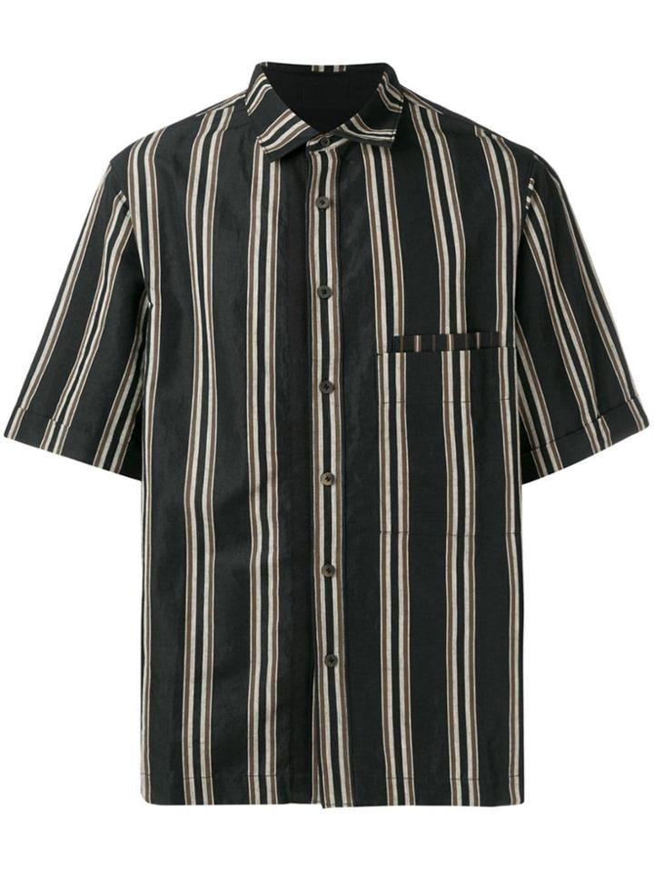 Ziggy Chen Striped Shirt - Black
