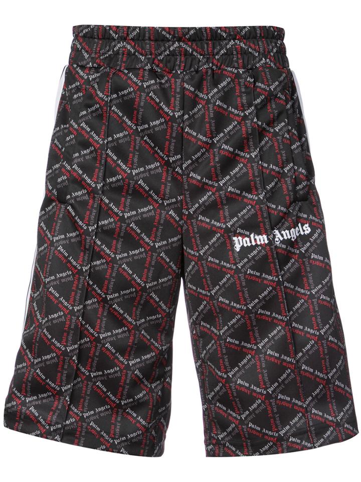 Palm Angels Night Monogram-print Track Shorts - Black
