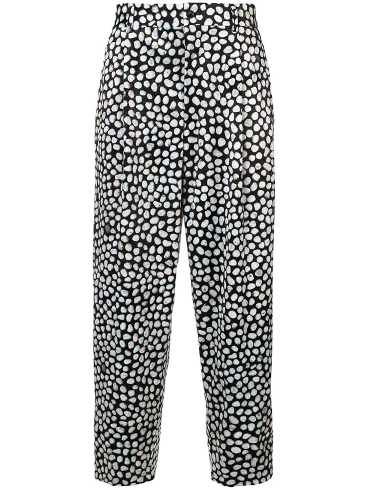 Comme Des Garçons Homme Plus Cropped Printed Trousers - Black