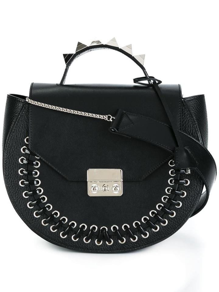 Salar Lace-up Detailing Shoulder Bag, Women's, Black