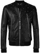 Philipp Plein Brand Zip Bomber Jacket - Black