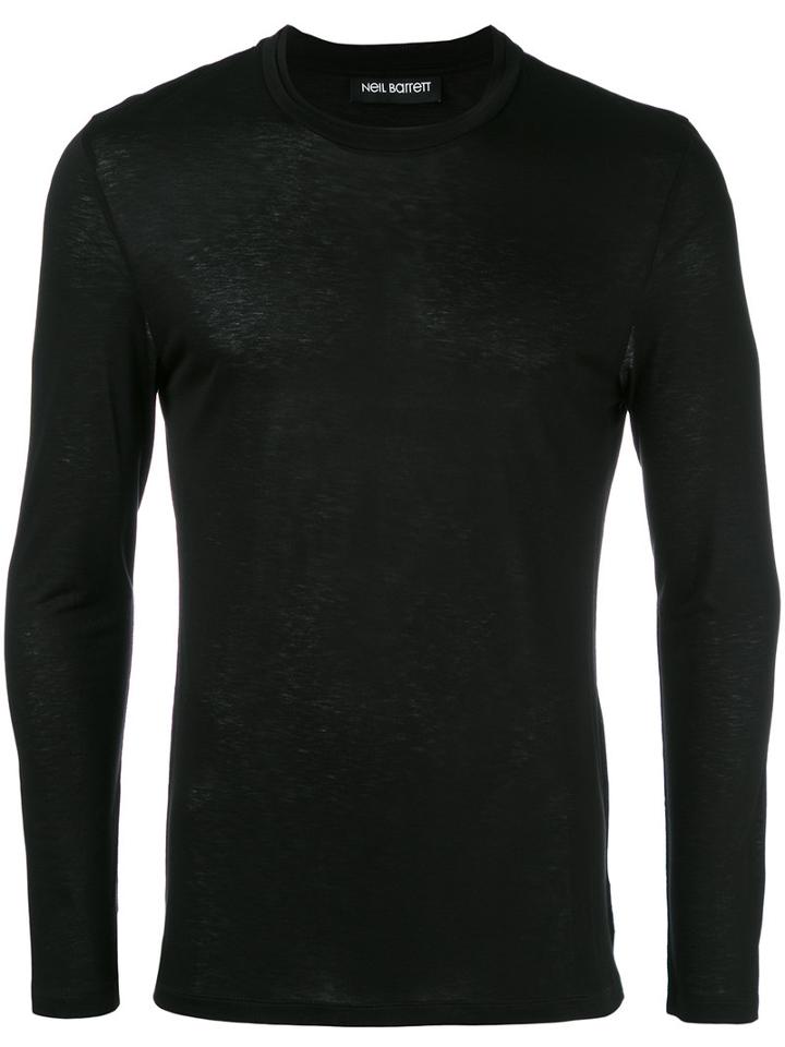 Neil Barrett Long Sleeved T-shirt, Men's, Size: Medium, Black, Viscose