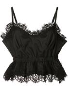 Sacai - Cropped Lace Camisole - Women - Cotton/polyester - 4, Black, Cotton/polyester
