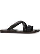 Creatures Of The Wind Reeve Sandals, Women's, Size: 41, Black, Raffia/calf Leather