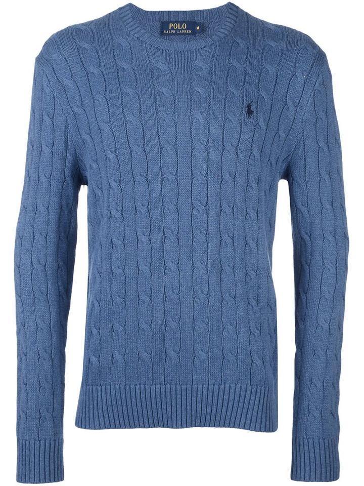 Polo Ralph Lauren Cable Knit Jumper, Men's, Size: Xl, Blue, Cotton