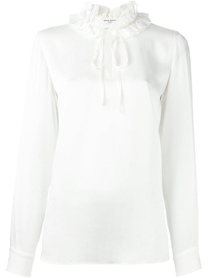 Sonia Rykiel Ruffled Collar Blouse, Women's, Size: 40, White, Viscose/acetate