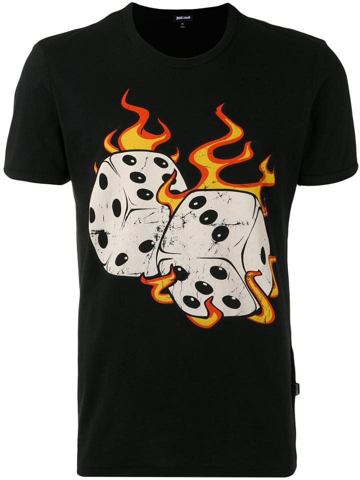 Just Cavalli Graphic Print T-shirt, Men's, Size: Medium, Black, Cotton