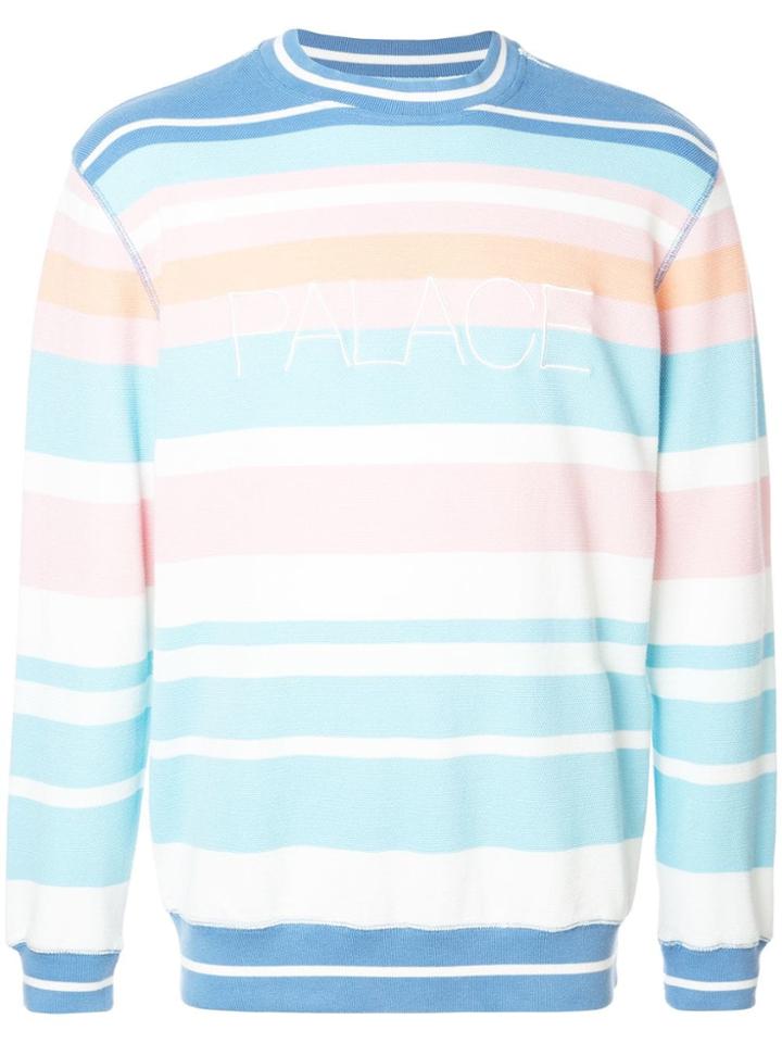 Palace Logo Embroidered Striped Sweatshirt - Multicolour