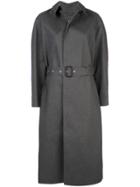 Maison Margiela Rear Printed Belted Coat - Grey